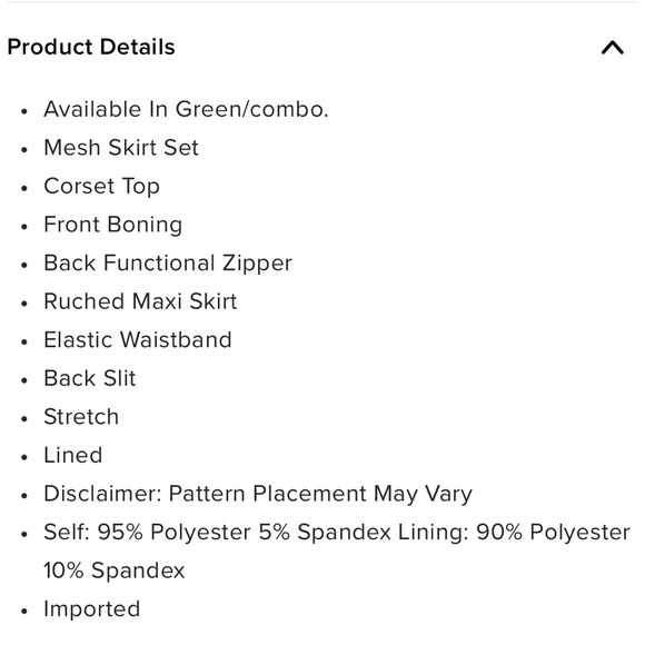 Mesh Skirt Set - Green/Combo - Picture 5 of 5